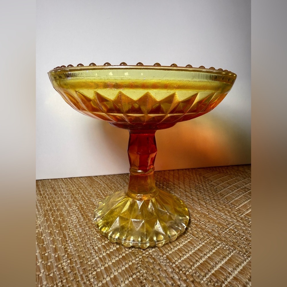 Vintage Colorful Amberina Glass Pedestal Candy Dish,Decorative,Home Decor